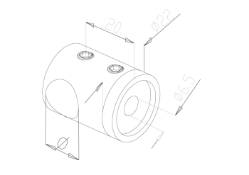 12mm Crossbar Holders - Model 2212 - End CAD Drawing